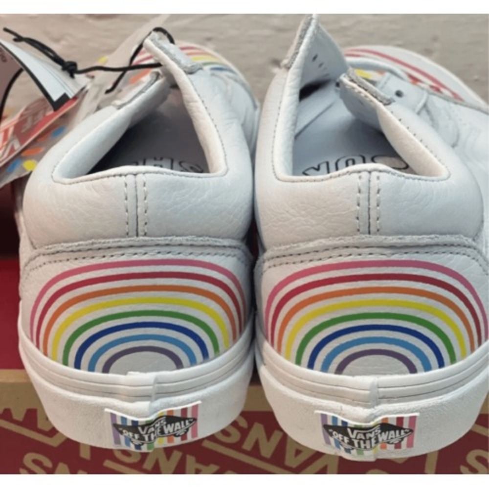 Vans Sneakers Old Skool Flour Shop Rainbow Men's Size‎ 10.5 Women 12 White New - Picture 10 of 11